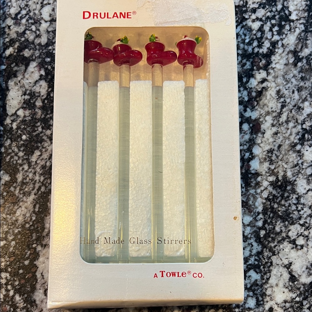 Vintage Drulane Hand Made Glass Stirrers-set of 4